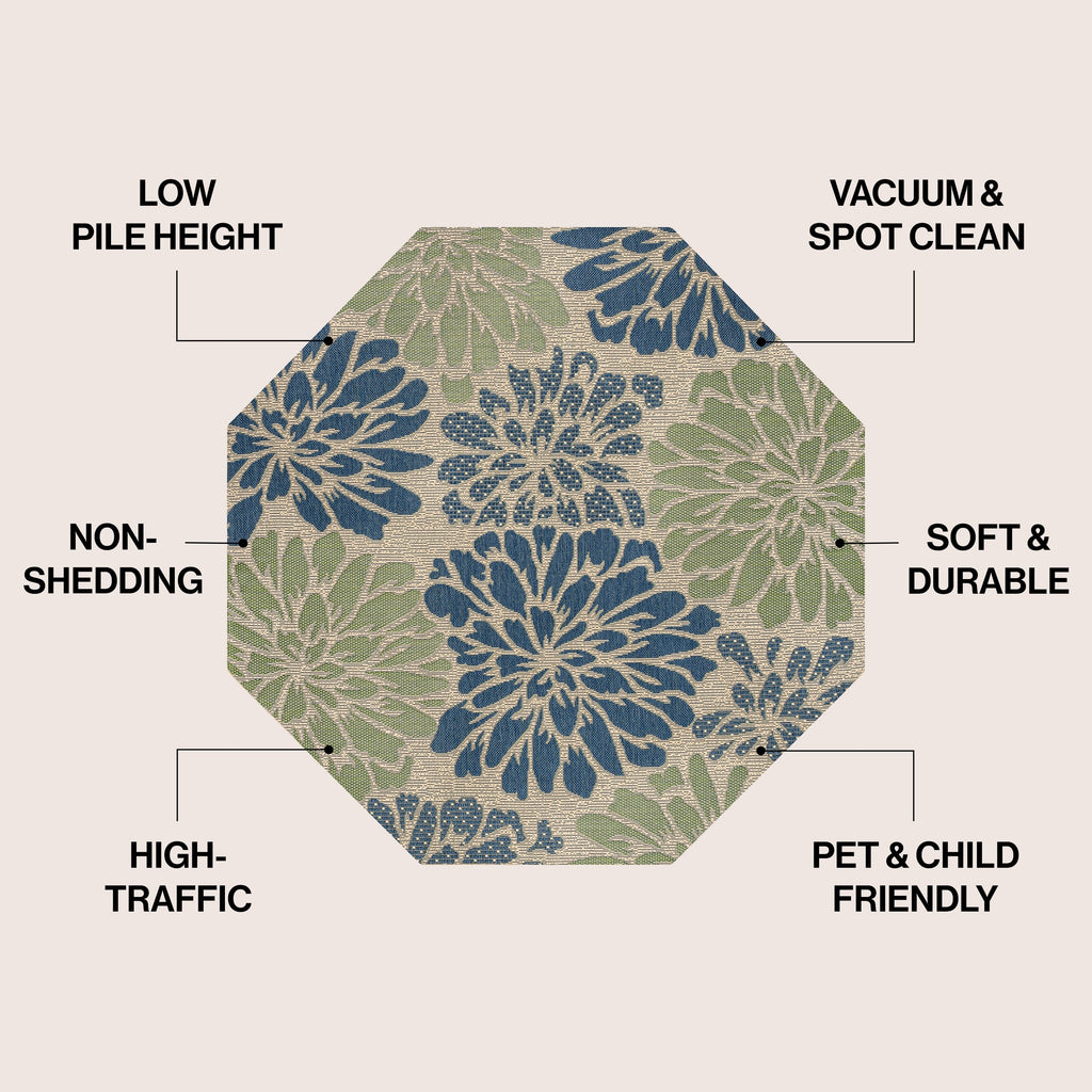 Tapis d'intérieur/extérieur JONATHAN Y à motif floral tissé texturé