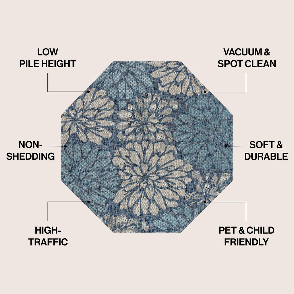 Tapis d'intérieur/extérieur JONATHAN Y à motif floral tissé texturé