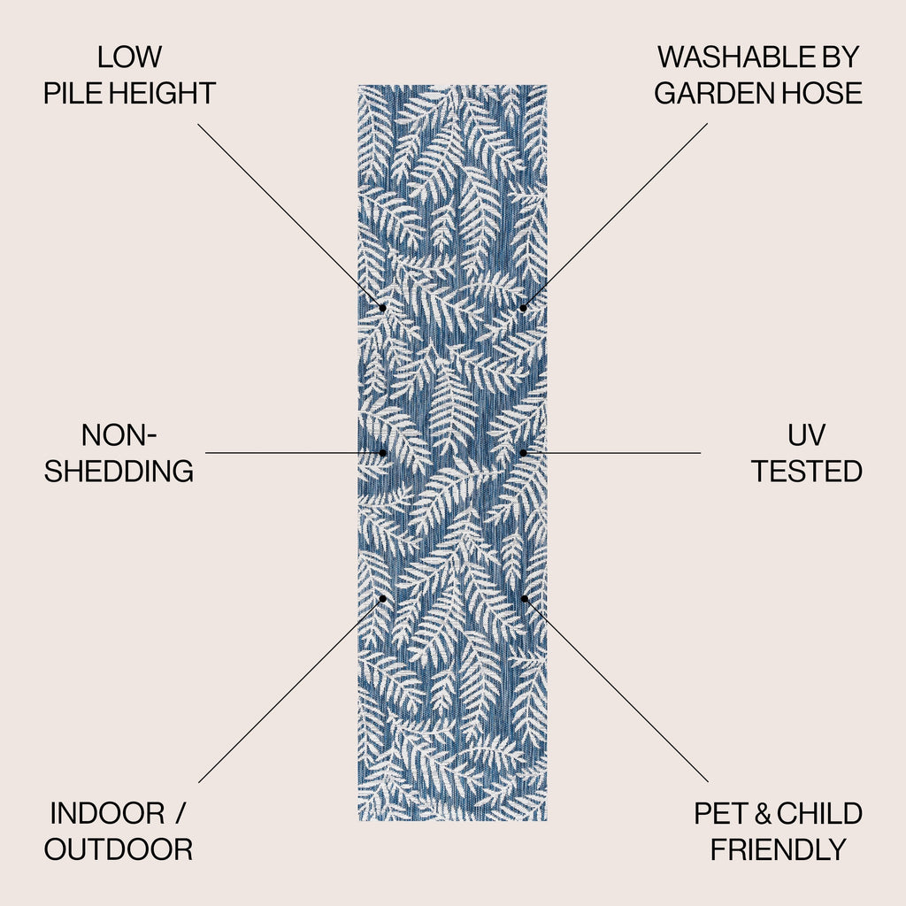 JONATHAN Y Tapis intérieur/extérieur à fronde de palmier Galon