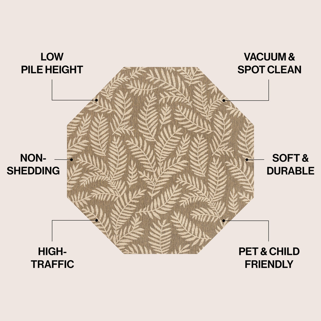 JONATHAN Y Tapis intérieur/extérieur à fronde de palmier Galon