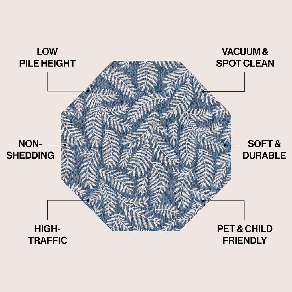 JONATHAN Y Tapis intérieur/extérieur à fronde de palmier Galon