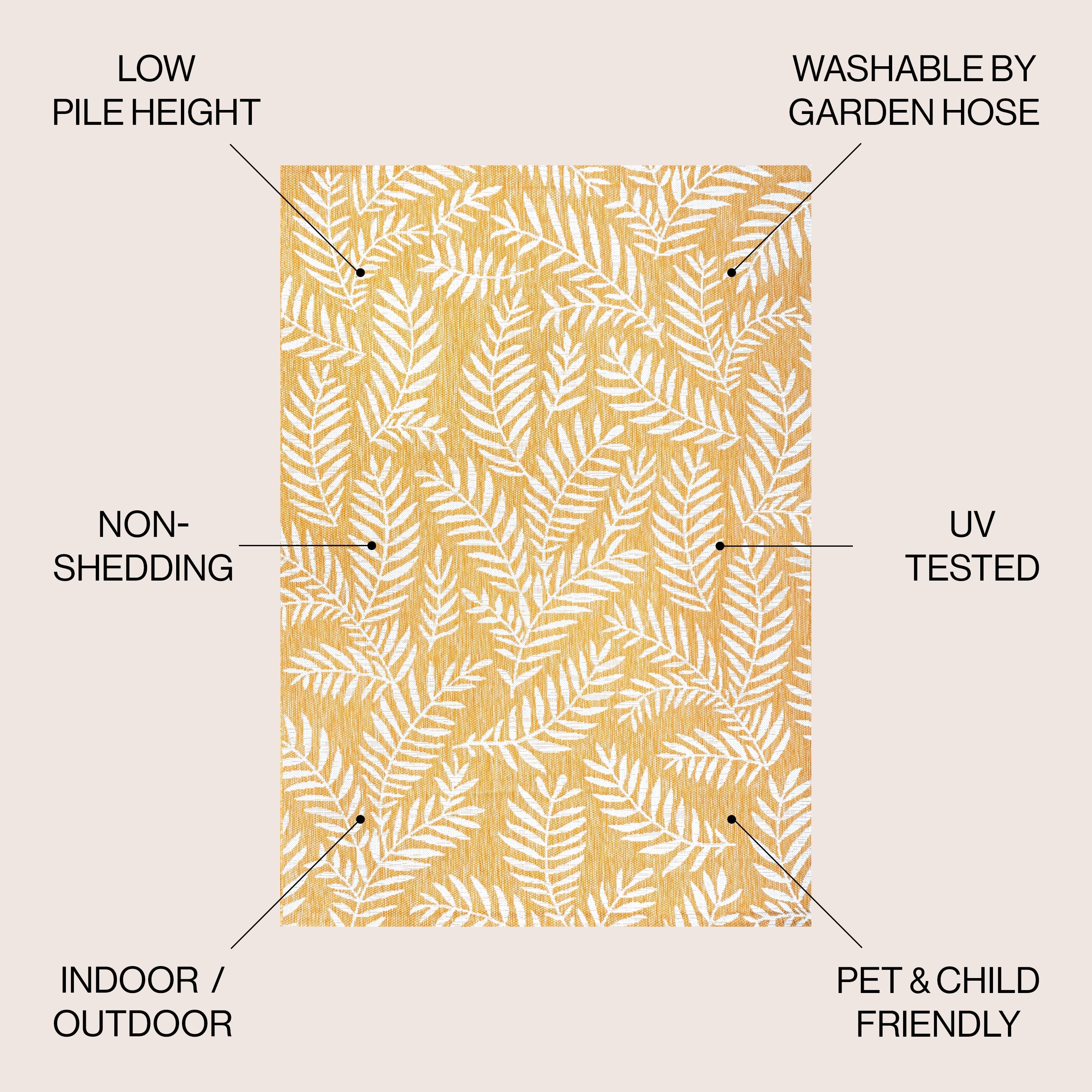 JONATHAN Y Tapis intérieur/extérieur à fronde de palmier Galon