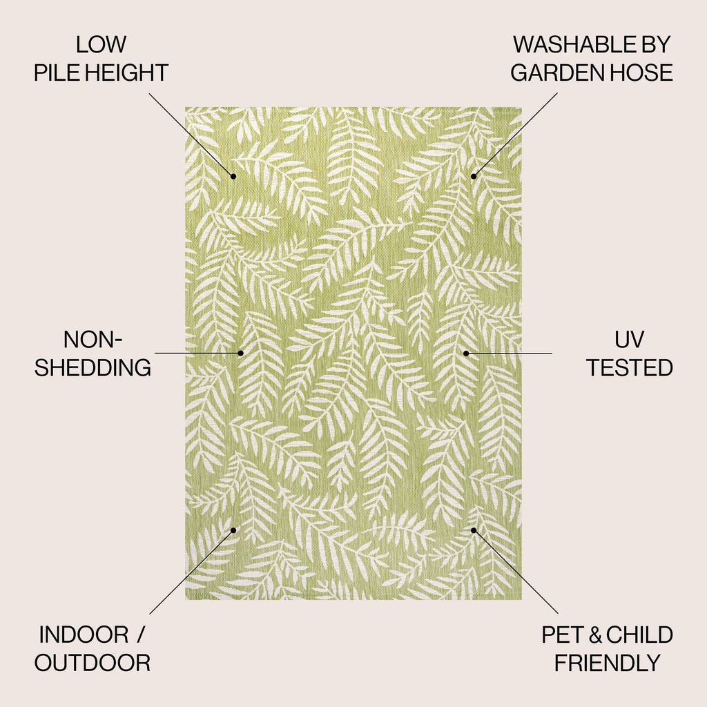 JONATHAN Y Tapis intérieur/extérieur à fronde de palmier Galon