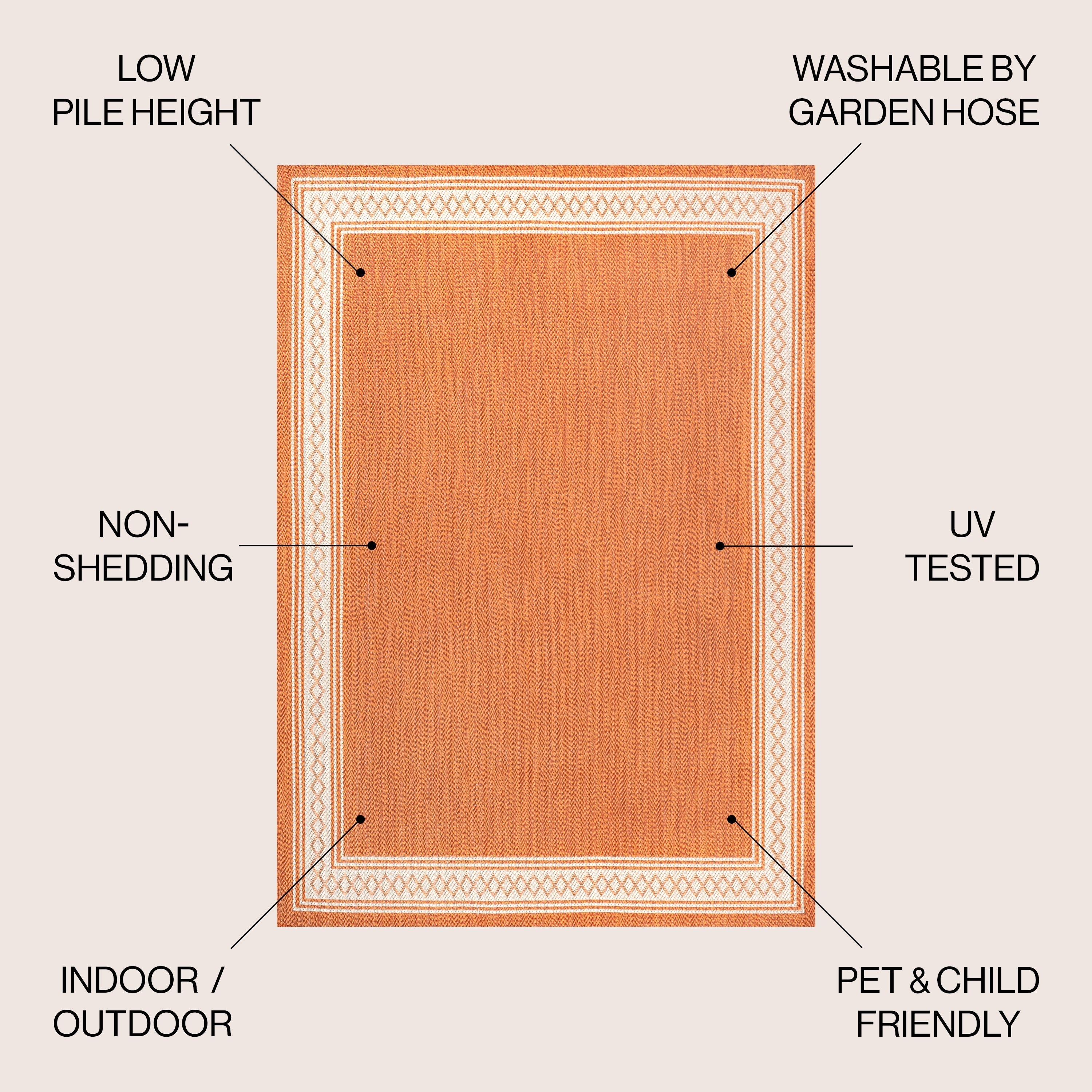 Tapis d'intérieur/extérieur JONATHAN Y Havana Classic à bordure losanges