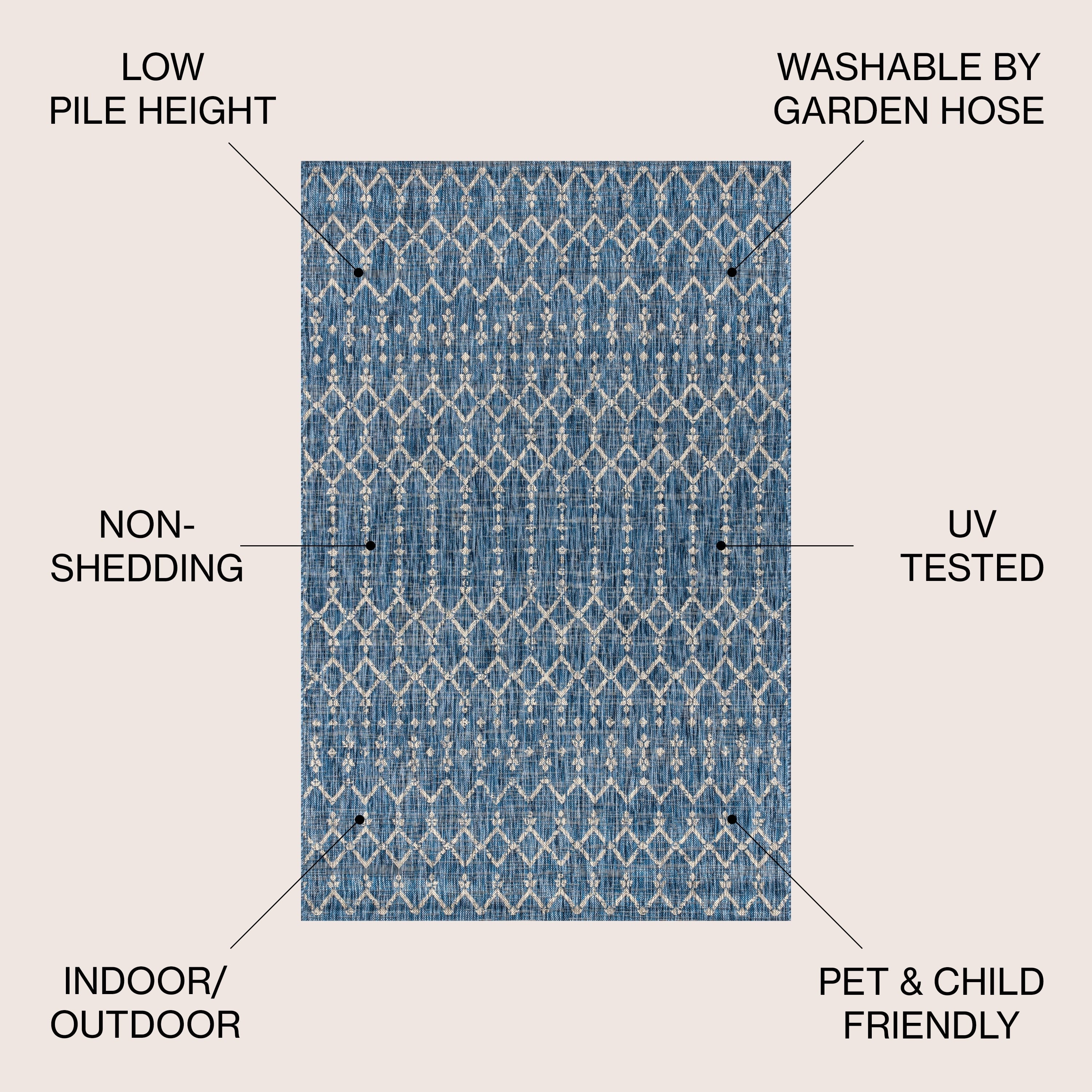 Tapis d'intérieur/extérieur JONATHAN Y Trebol à tissage géométrique texturé marocain