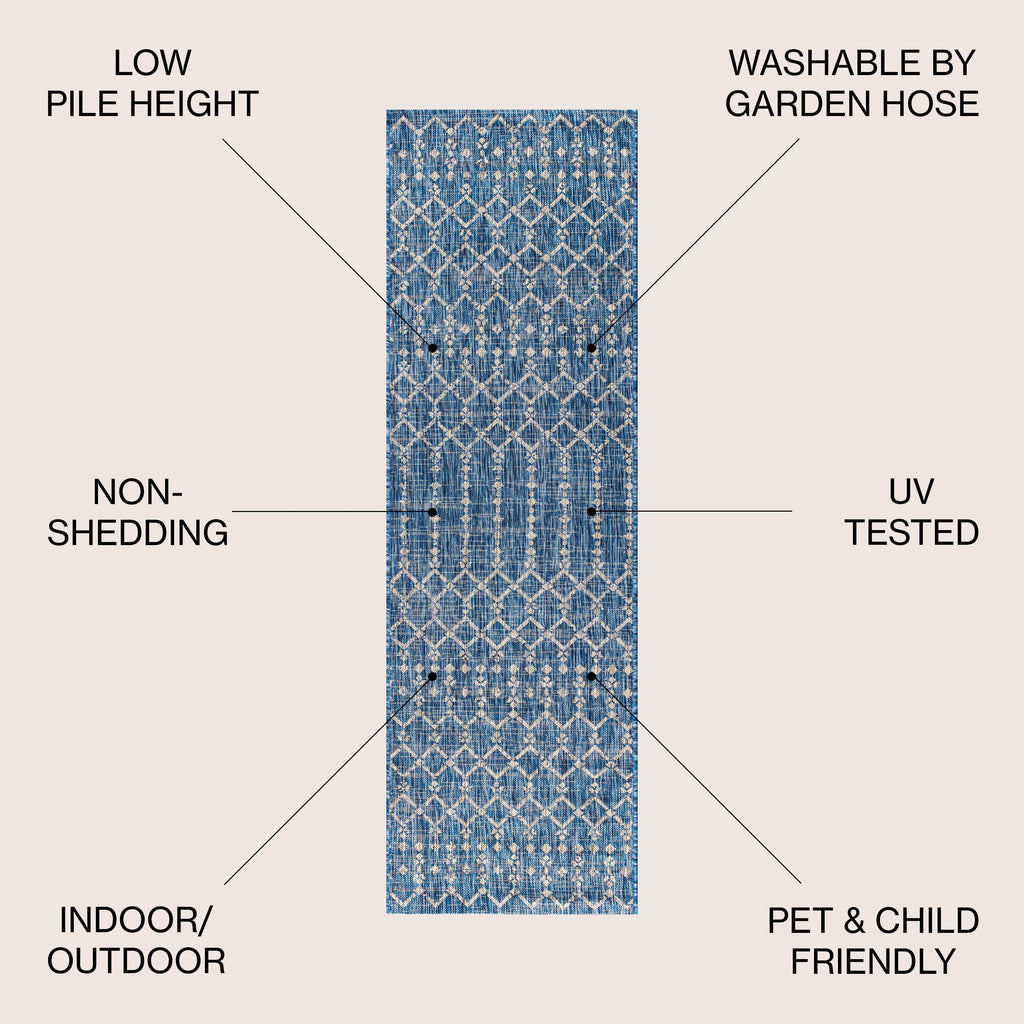 Tapis d'intérieur/extérieur JONATHAN Y Trebol à tissage géométrique texturé marocain