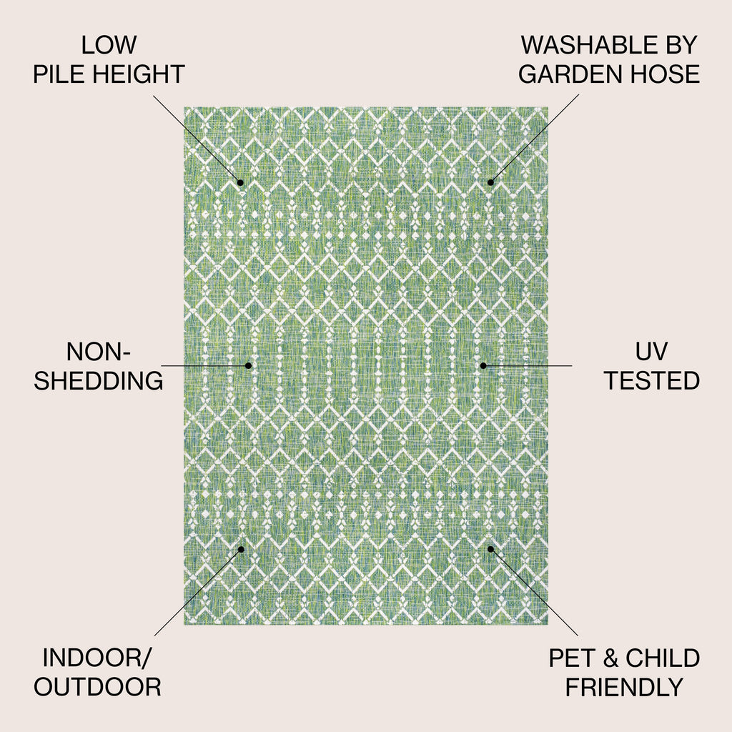 Tapis d'intérieur/extérieur JONATHAN Y Trebol à tissage géométrique texturé marocain