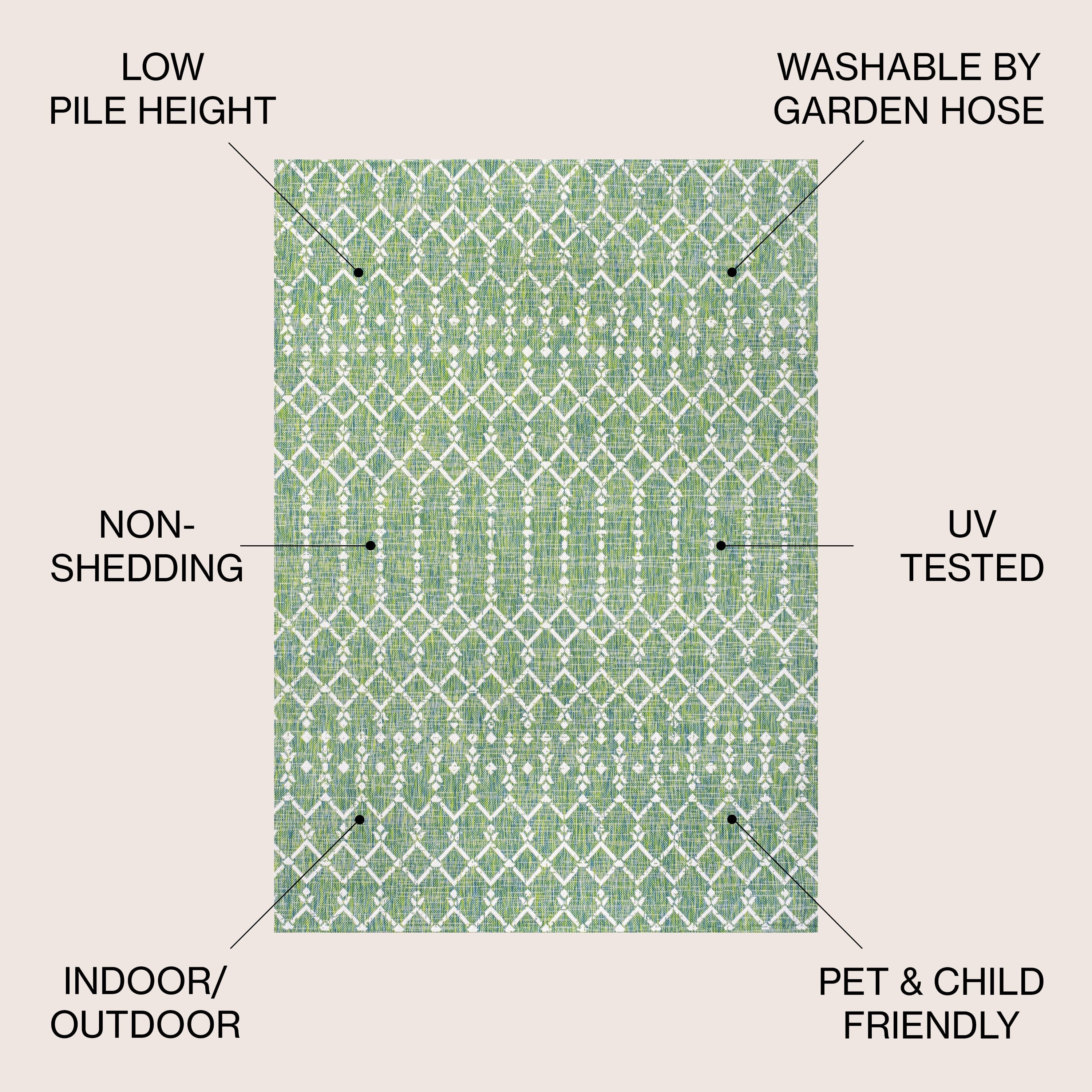 Tapis d'intérieur/extérieur JONATHAN Y Trebol à tissage géométrique texturé marocain