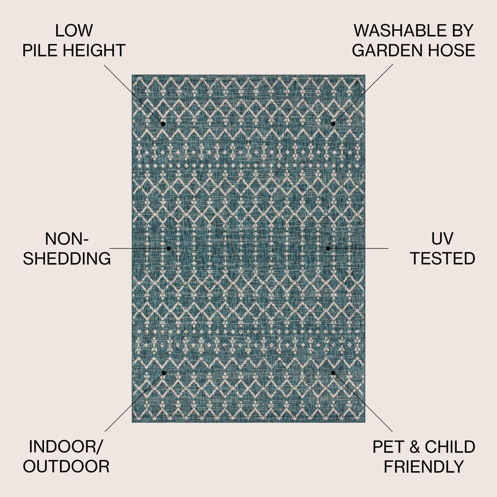 Tapis d'intérieur/extérieur JONATHAN Y Trebol à tissage géométrique texturé marocain