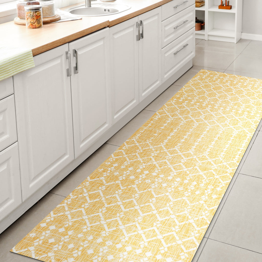 Tapis d'intérieur/extérieur JONATHAN Y Trebol à tissage géométrique texturé marocain