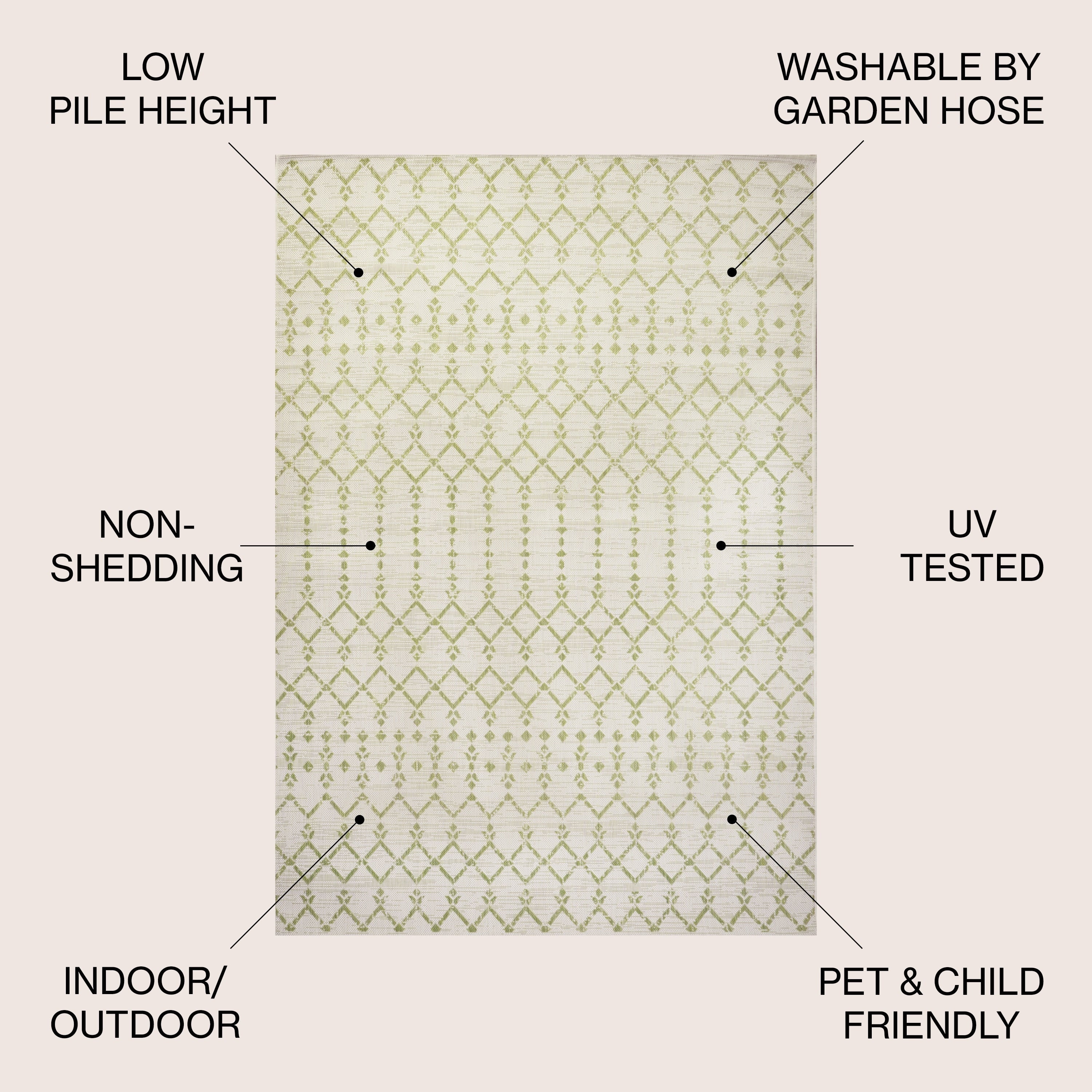 Tapis d'intérieur/extérieur JONATHAN Y Trebol à tissage géométrique texturé marocain