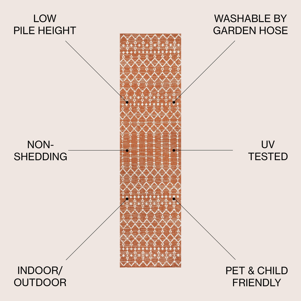 Tapis d'intérieur/extérieur JONATHAN Y Trebol à tissage géométrique texturé marocain