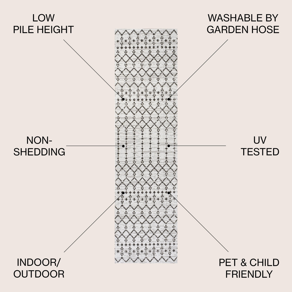 Tapis d'intérieur/extérieur JONATHAN Y Trebol à tissage géométrique texturé marocain