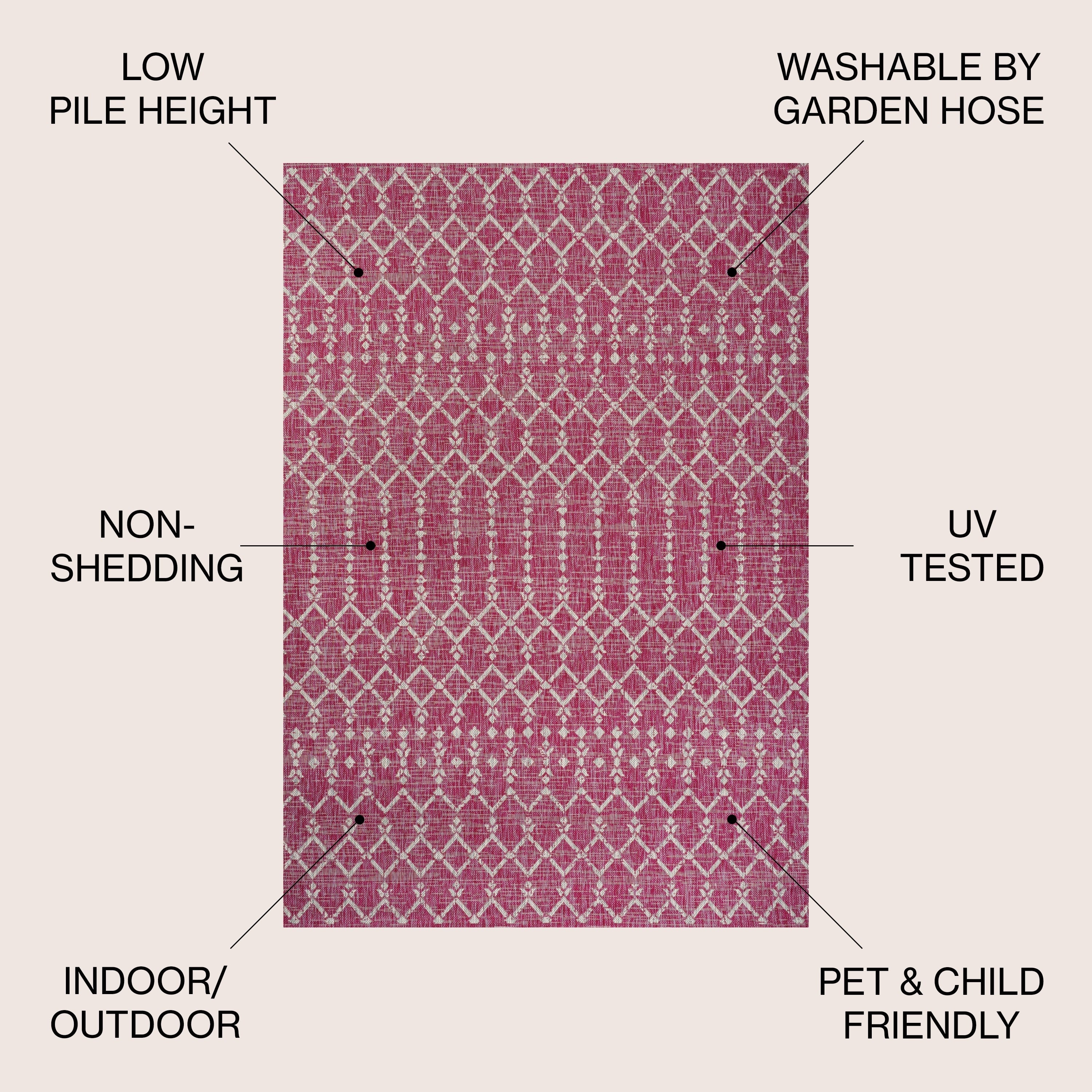 Tapis d'intérieur/extérieur JONATHAN Y Trebol à tissage géométrique texturé marocain