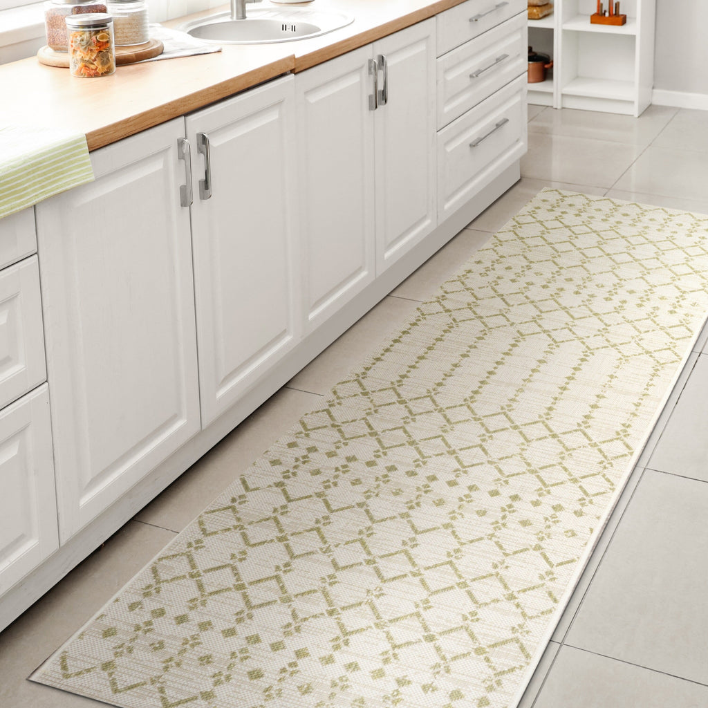 Tapis d'intérieur/extérieur JONATHAN Y Trebol à tissage géométrique texturé marocain