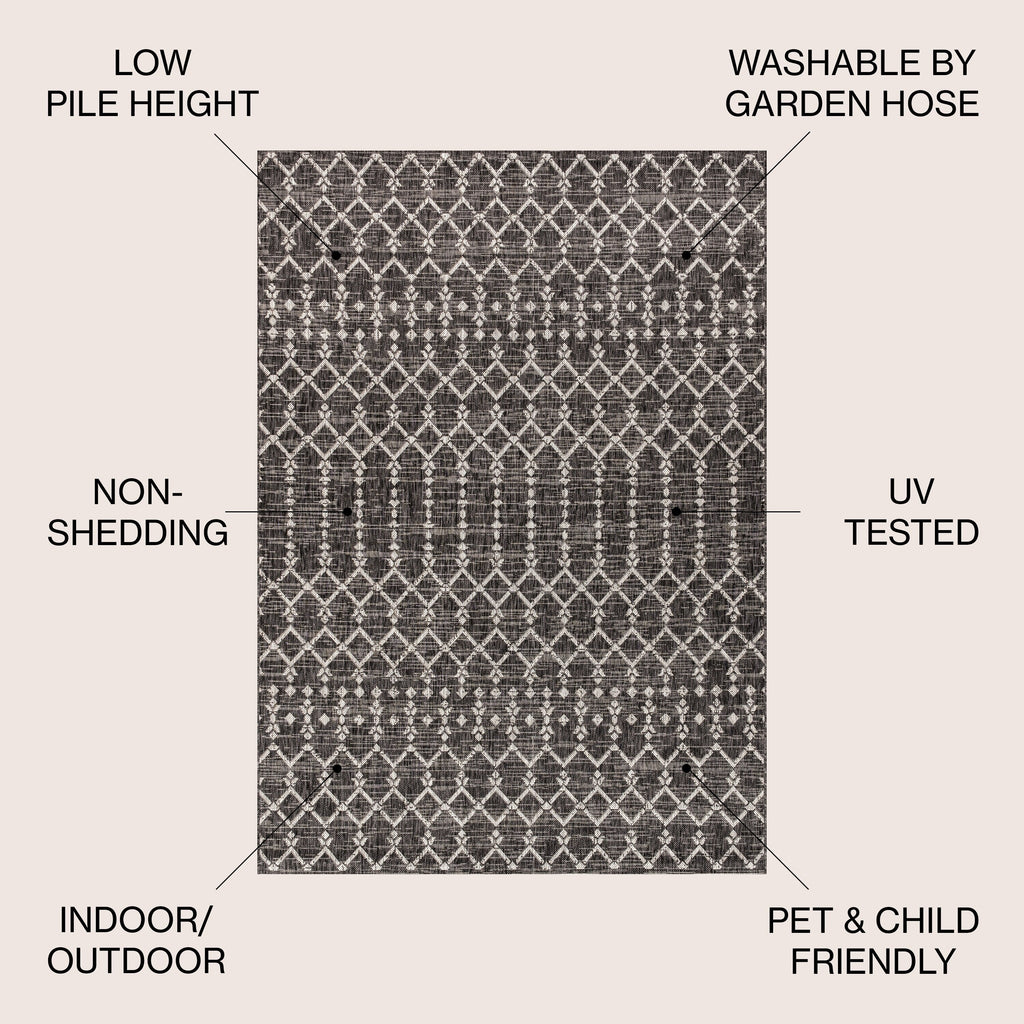 Tapis d'intérieur/extérieur JONATHAN Y Trebol à tissage géométrique texturé marocain