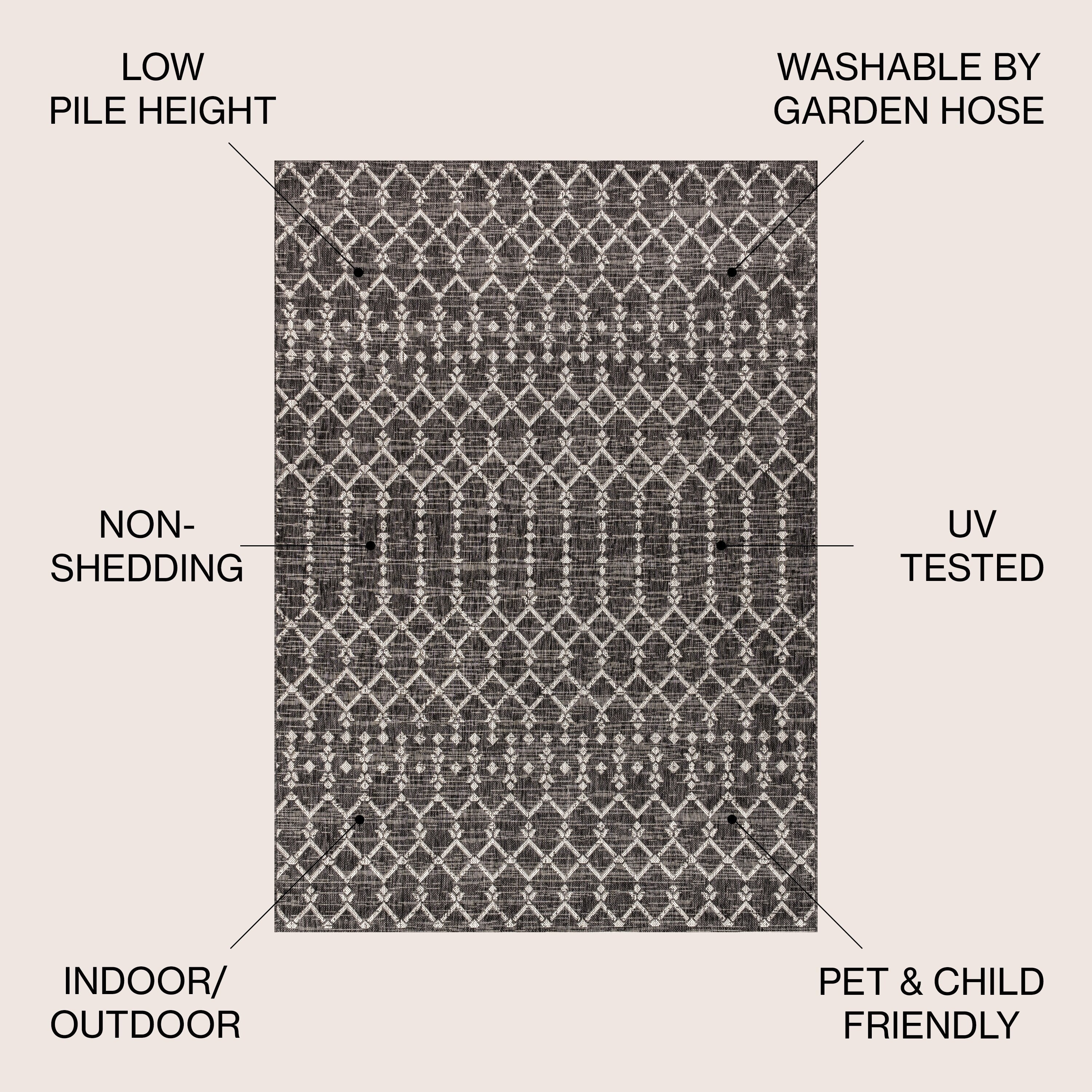 Tapis d'intérieur/extérieur JONATHAN Y Trebol à tissage géométrique texturé marocain