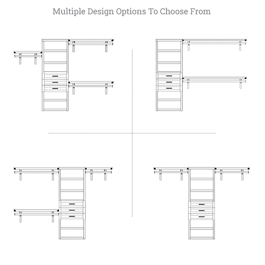 Système de placard en bois massif John Louis Home avec 3 tiroirs blanc