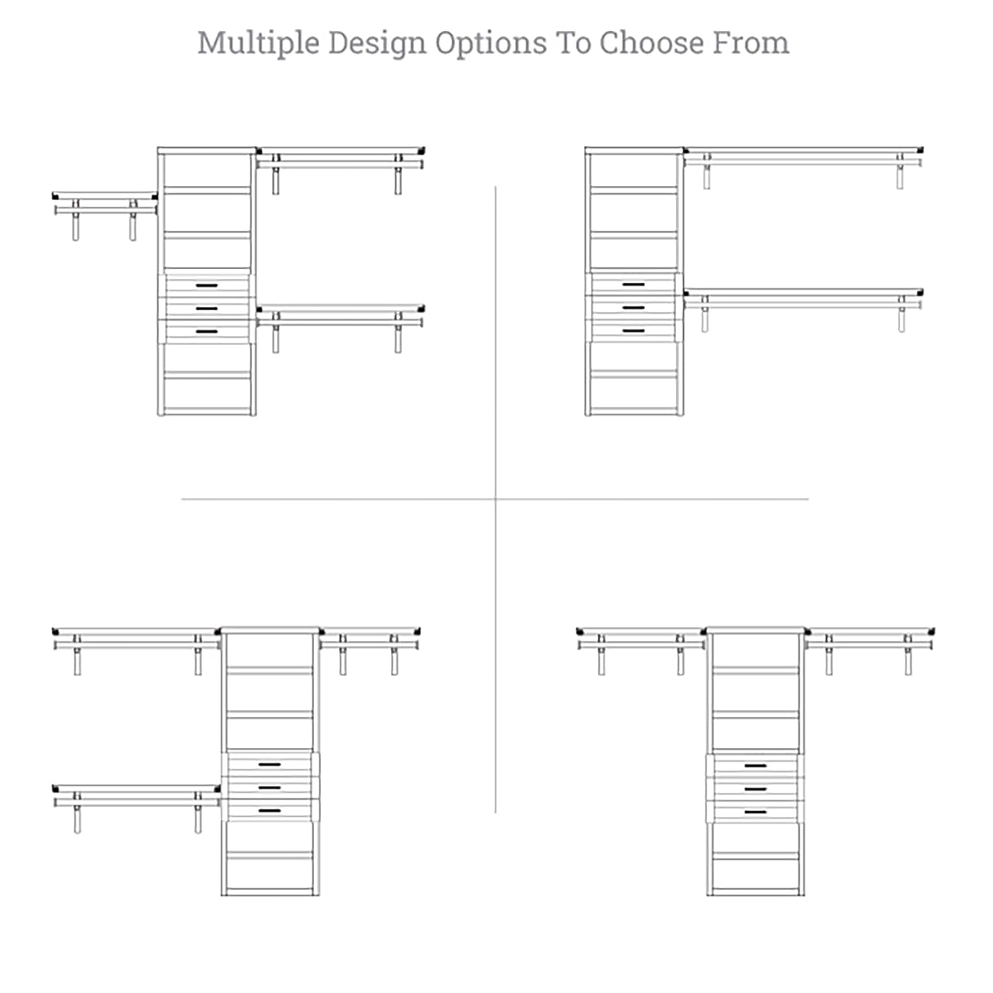 Système de placard en bois massif John Louis Home avec 3 tiroirs blanc