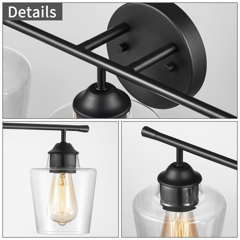 KAWOTI 3-Light Dimmable Bathroom Vanity Light with Glass Shade - L22 x W7 x H10.5