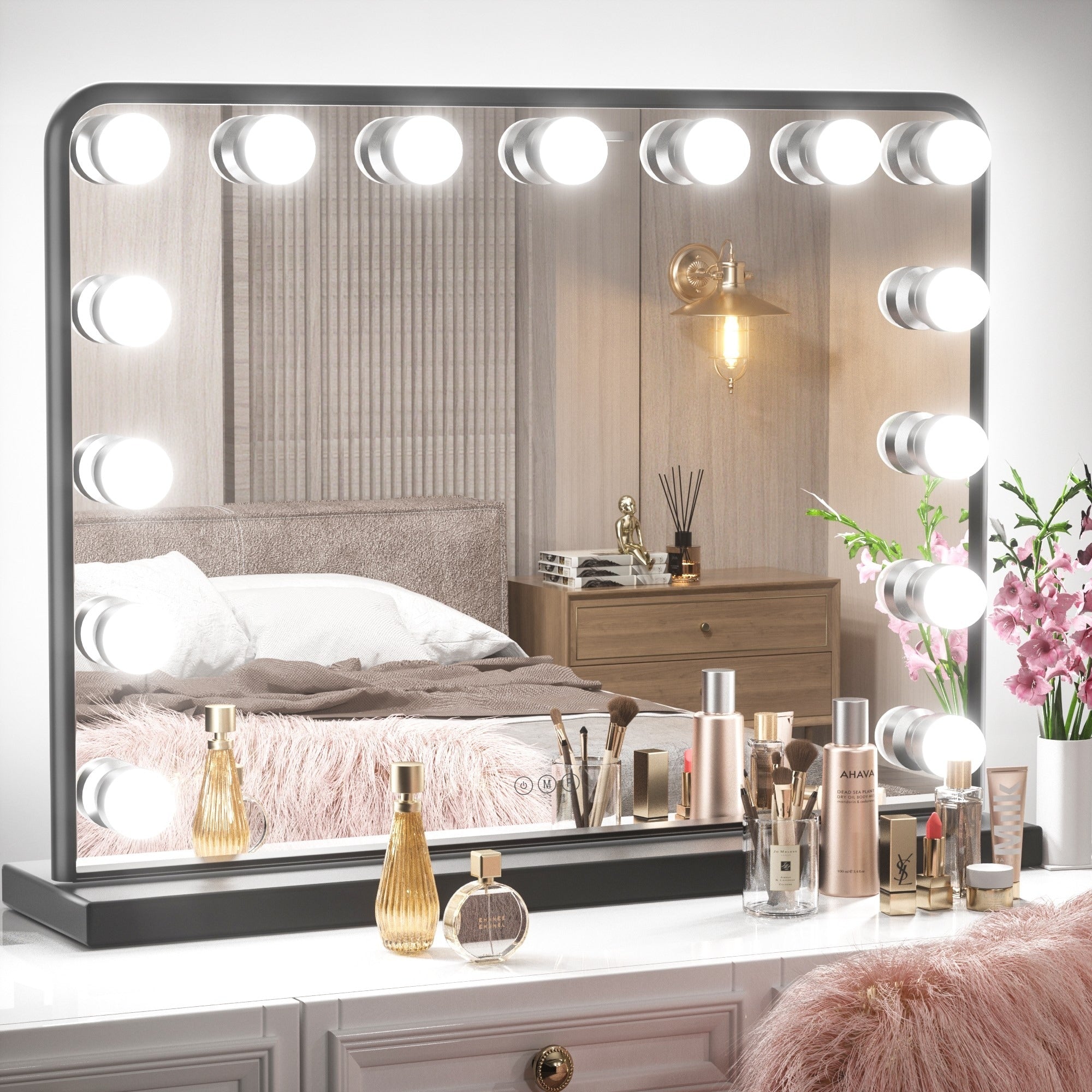 Miroir de maquillage Hollywood Keonjinn à LED avec 15/18 lumières LED