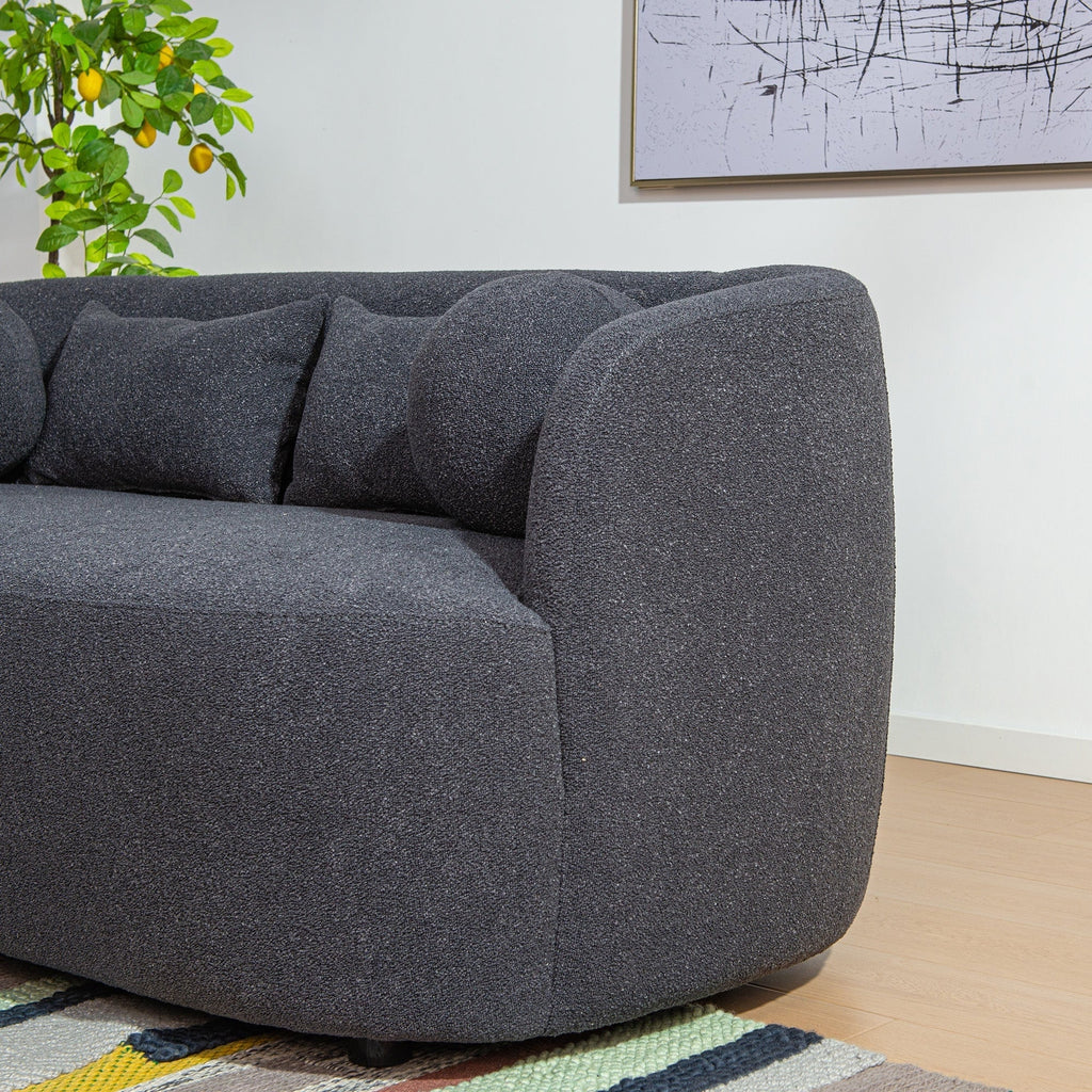 KINWELL Boucle Upholstered 2-Seats Loveseat with Pillows