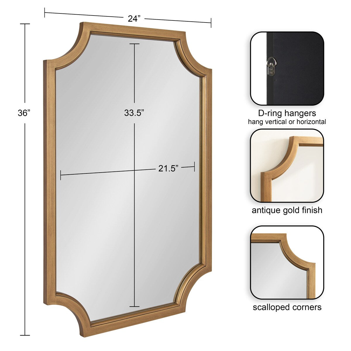 Kate and Laurel Hogan Scalloped Wood Framed Mirror