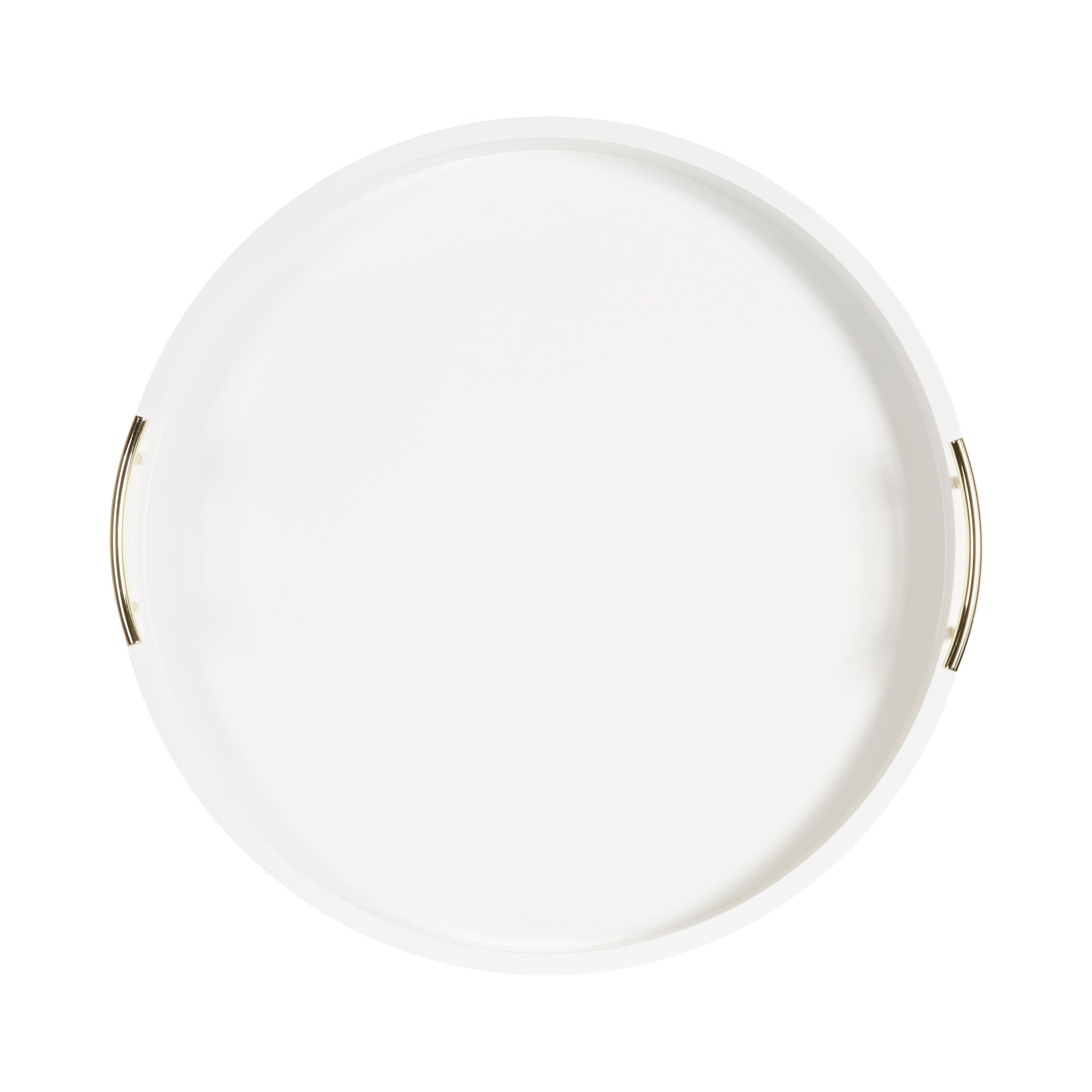 Kate and Laurel Lipton Round Decorative Tray with Metal Handles