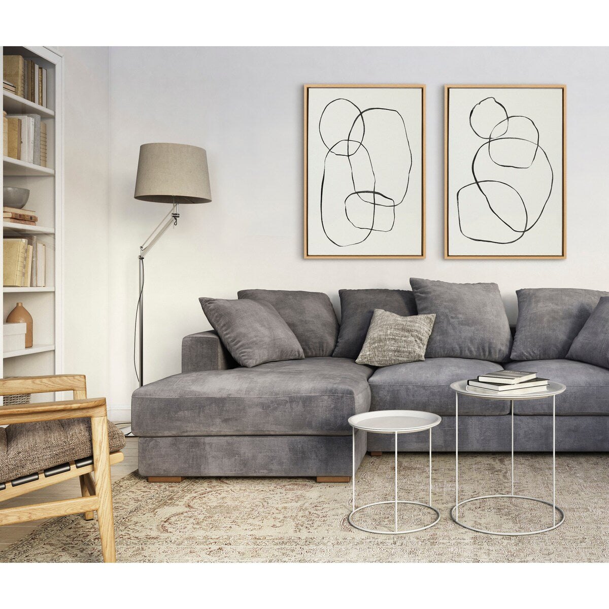 Kate and Laurel Sylvie Modern Circles Framed Canvas Set by Teju Reval