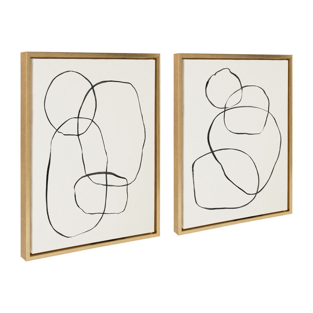 Kate and Laurel Sylvie Modern Circles Framed Canvas Set by Teju Reval