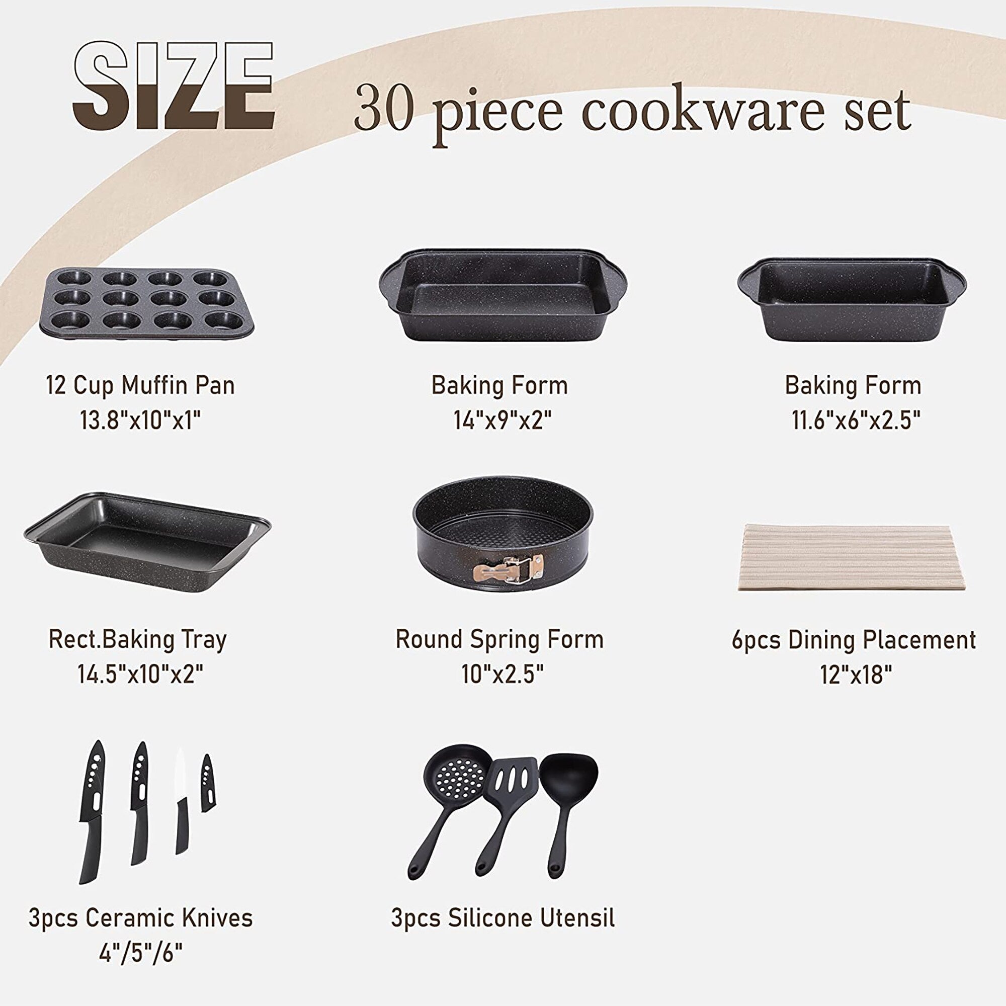 Kitchen Academy 12/30-piece Nonstick Induction Cookware Set