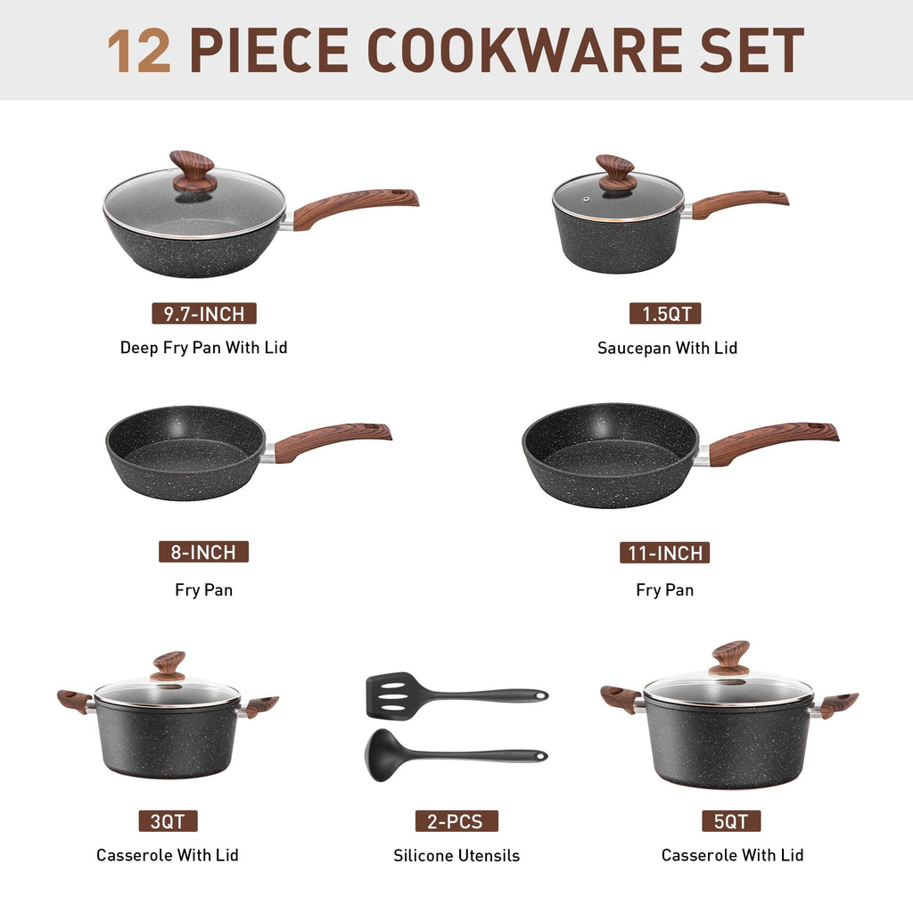Kitchen Academy 12/30-piece Nonstick Induction Cookware Set