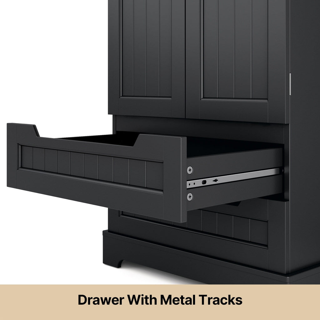 Armoire de rangement pour cuisine, garde-manger, armoire de rangement de salle de bain indépendante avec 2 portes et tiroirs