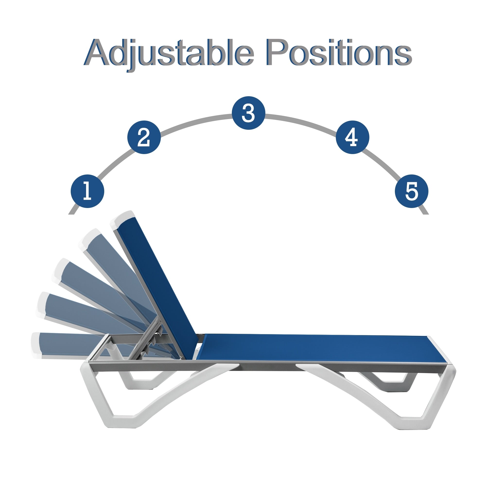 Chaise longue inclinable et réglable Kozyard Alan, pieds entièrement plats en aluminium et résine polypropylène