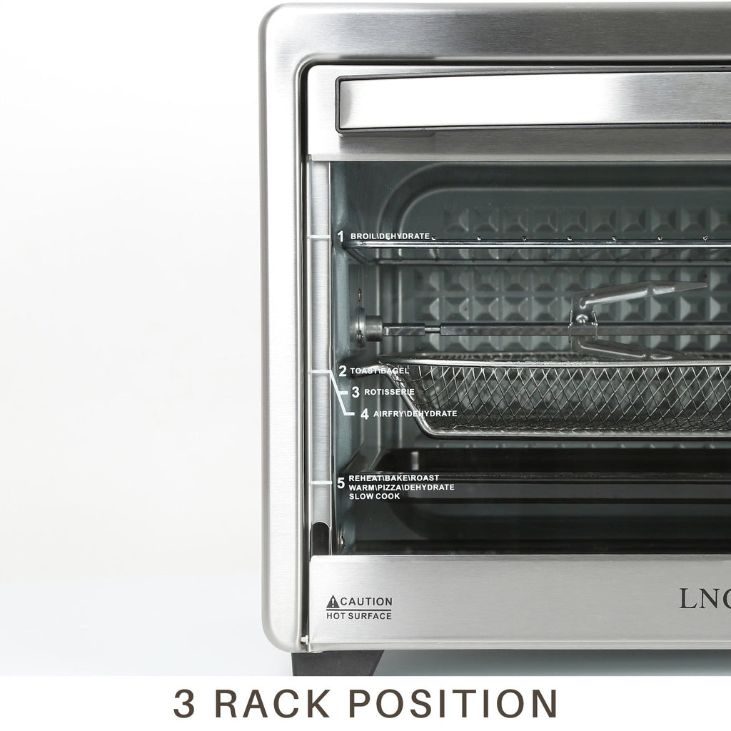 Four grille-pain de comptoir LNC 12 en 1 de grande capacité (34 pintes), convection, rôtissoire et friteuse à air - 19,5 L x 15 l x 12,5 H