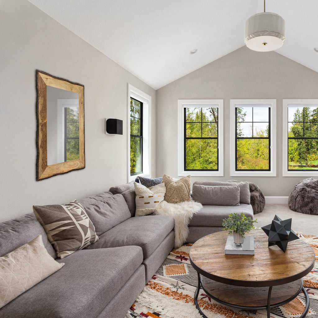 Miroir mural rectangulaire en bois et verre brun et beige Lamont River of Goods - 39 x 1,25 x 28