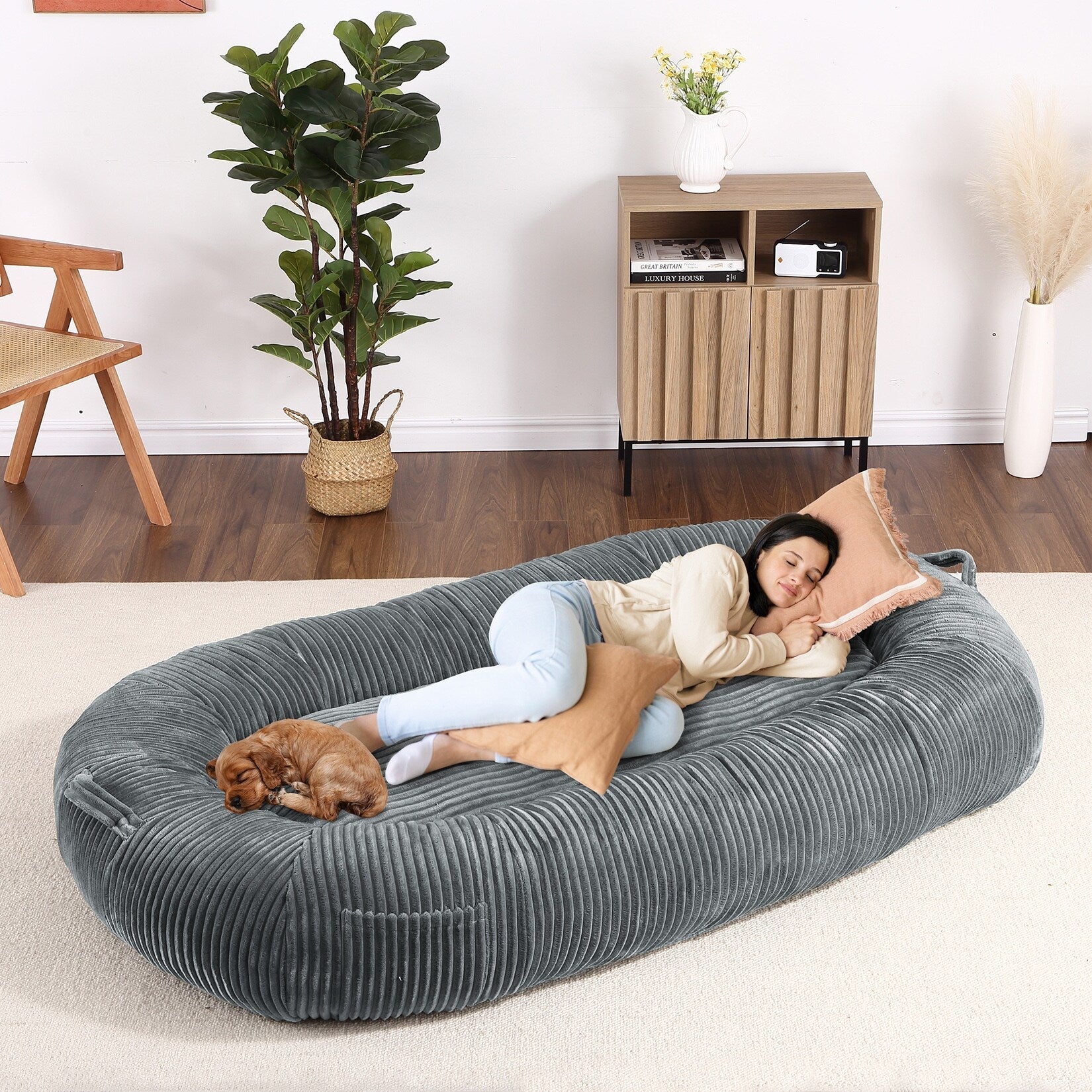 Lit géant pour chien (71 x 48 x 14 cm), grand lit lavable pour chiens adultes, idéal pour la sieste.