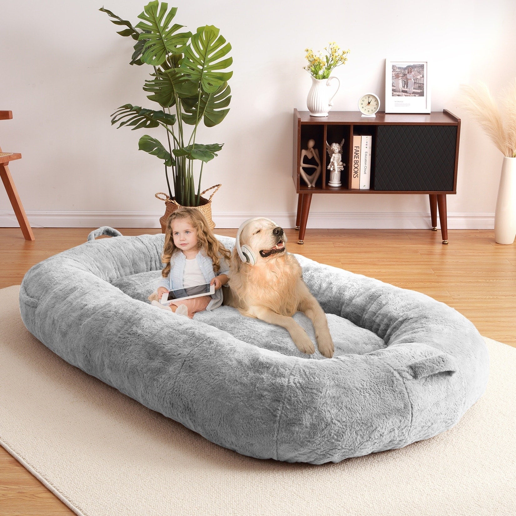 Lit géant pour chien (71 x 48 x 14 cm), grand lit lavable pour chiens adultes, idéal pour la sieste.