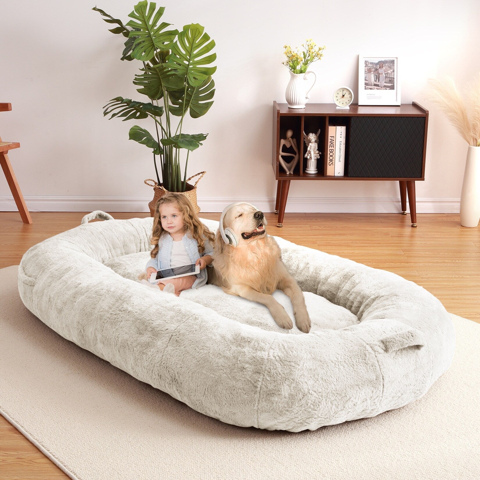Lit géant pour chien (71 x 48 x 14 cm), grand lit lavable pour chiens adultes, idéal pour la sieste.