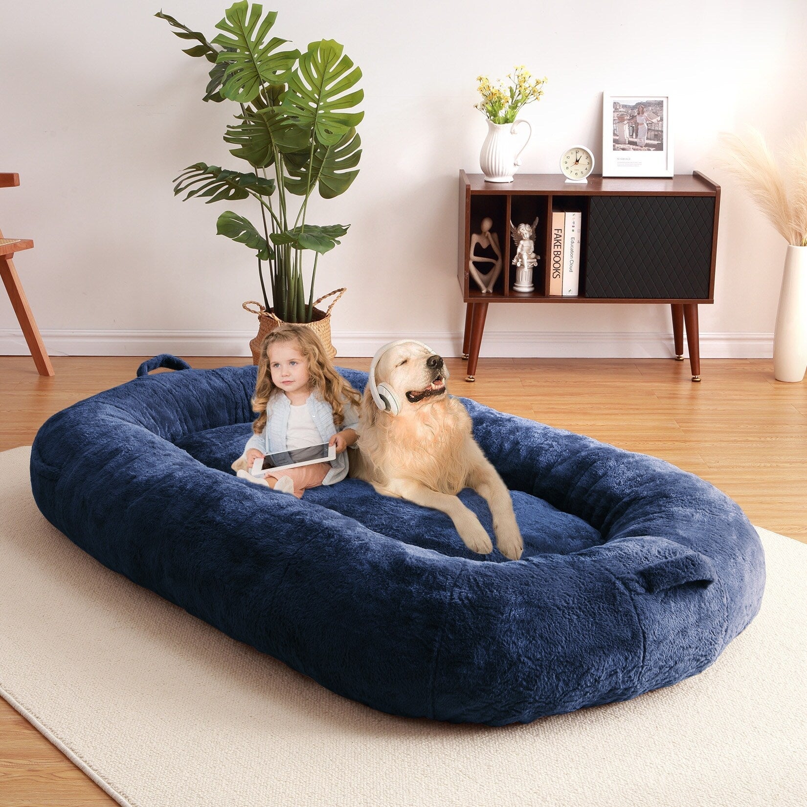 Lit géant pour chien (71 x 48 x 14 cm), grand lit lavable pour chiens adultes, idéal pour la sieste.