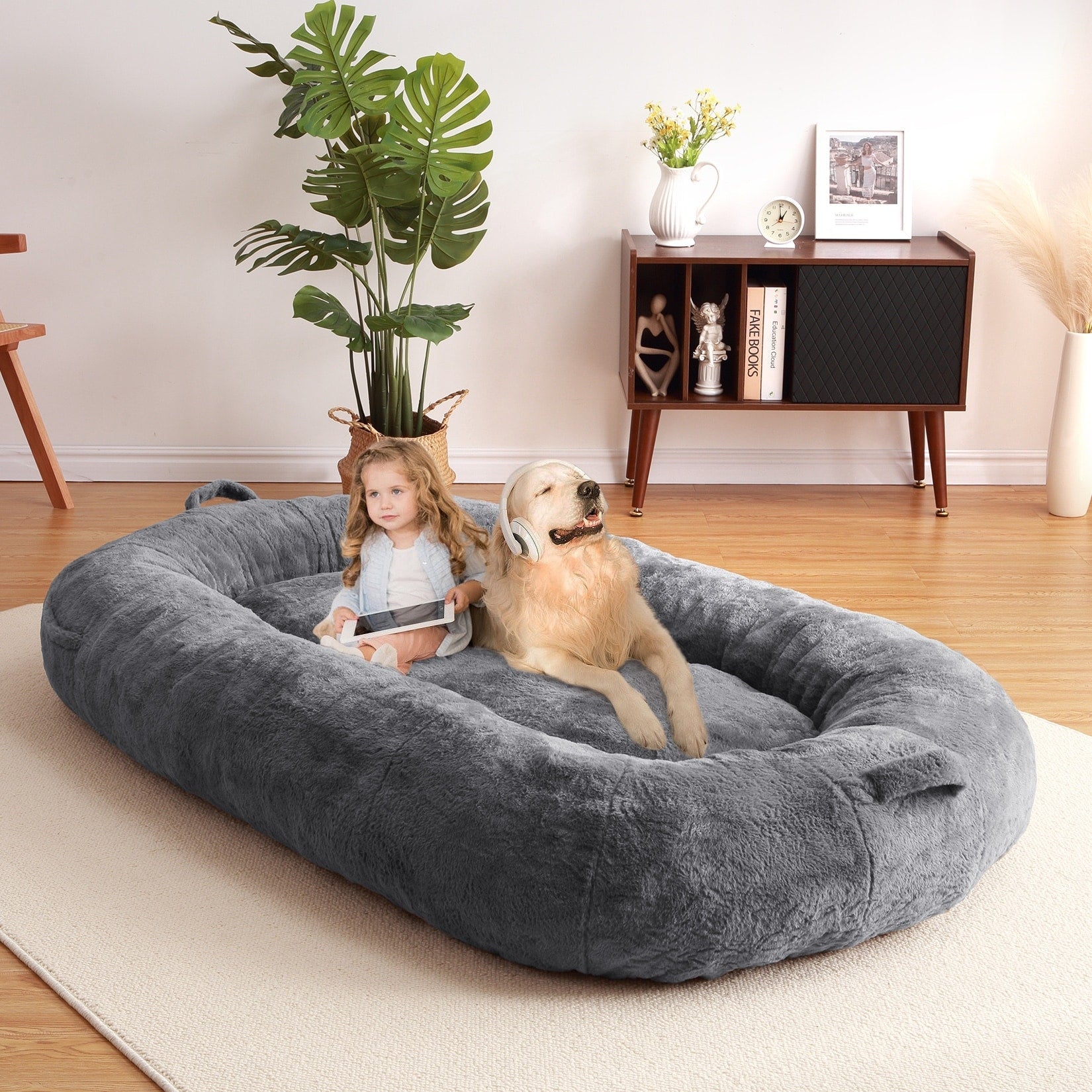 Lit géant pour chien (71 x 48 x 14 cm), grand lit lavable pour chiens adultes, idéal pour la sieste.
