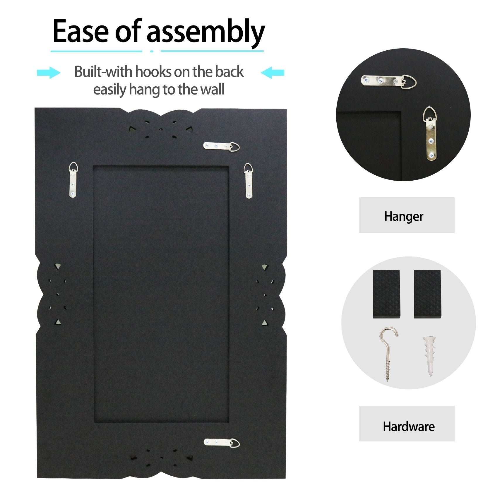 Grand miroir mural emboîtable avec perles de cristal rectangulaires