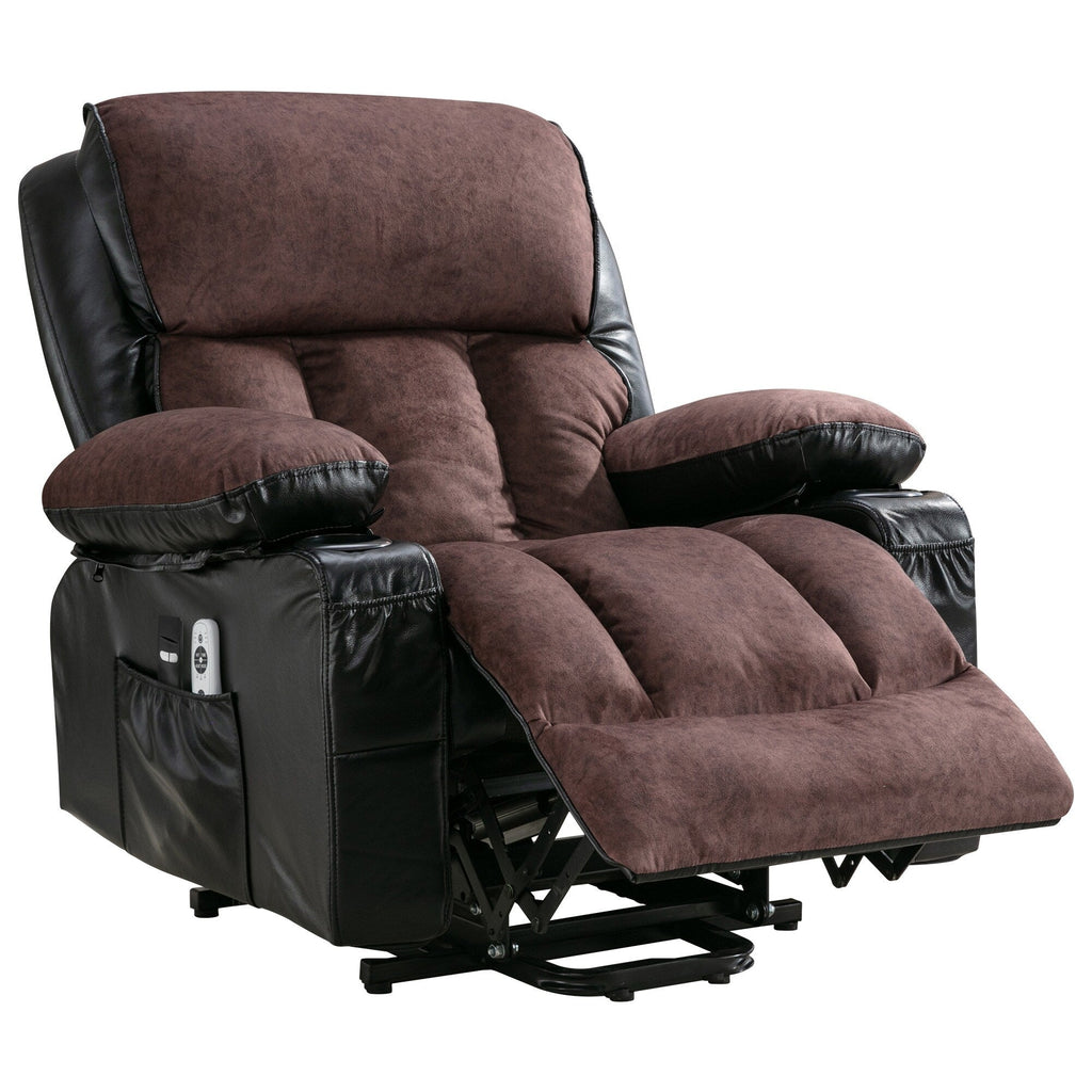 Large Power Lift Recliner Chair with Heat and 8-Point Massage - Remote Control, USB Port