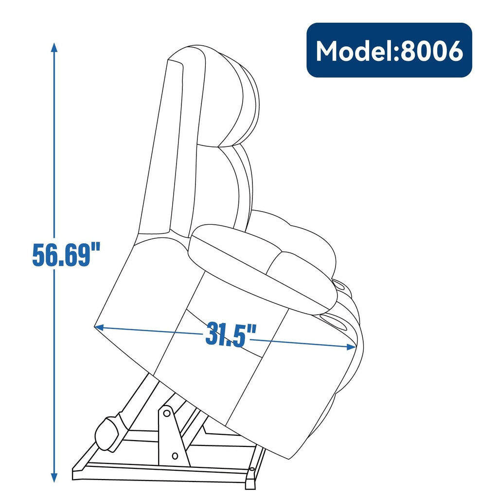 Lazy Boy Dual Motor Chenille Power Lift Recliner w/Massage and Lumbar Heating, Dual Cup Holders, Grey-Blue