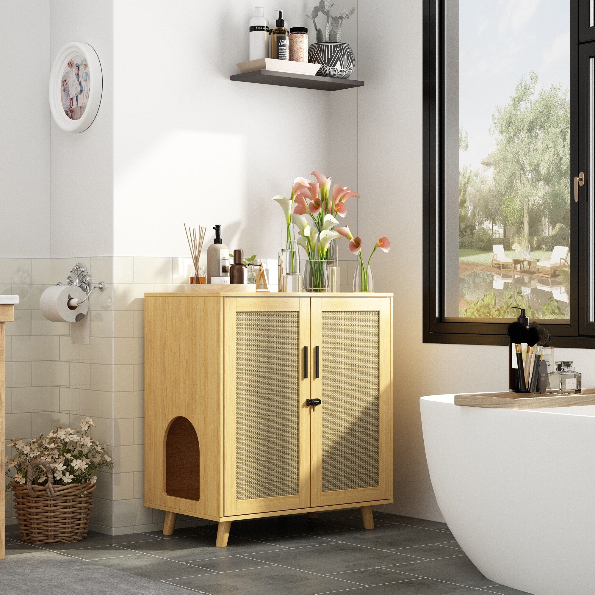 Enceinte de bac à litière pour chat Meubles Table d'appoint Canapé Table