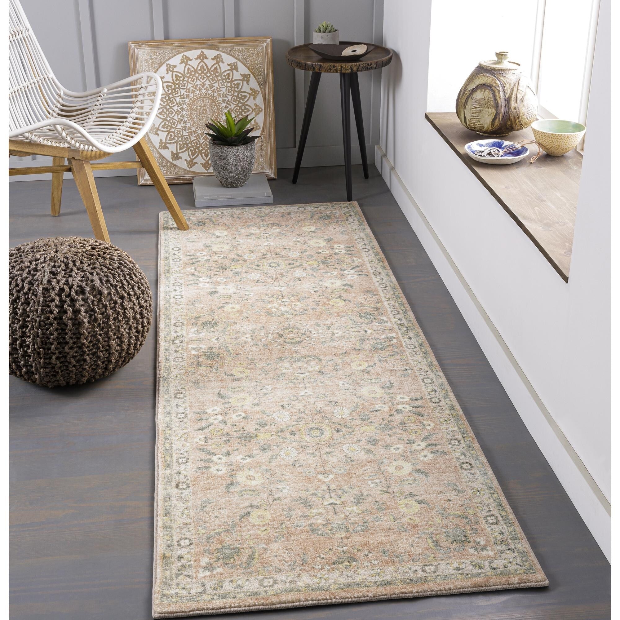 Tapis Livabliss Erin revisité, style traditionnel floral et botanique