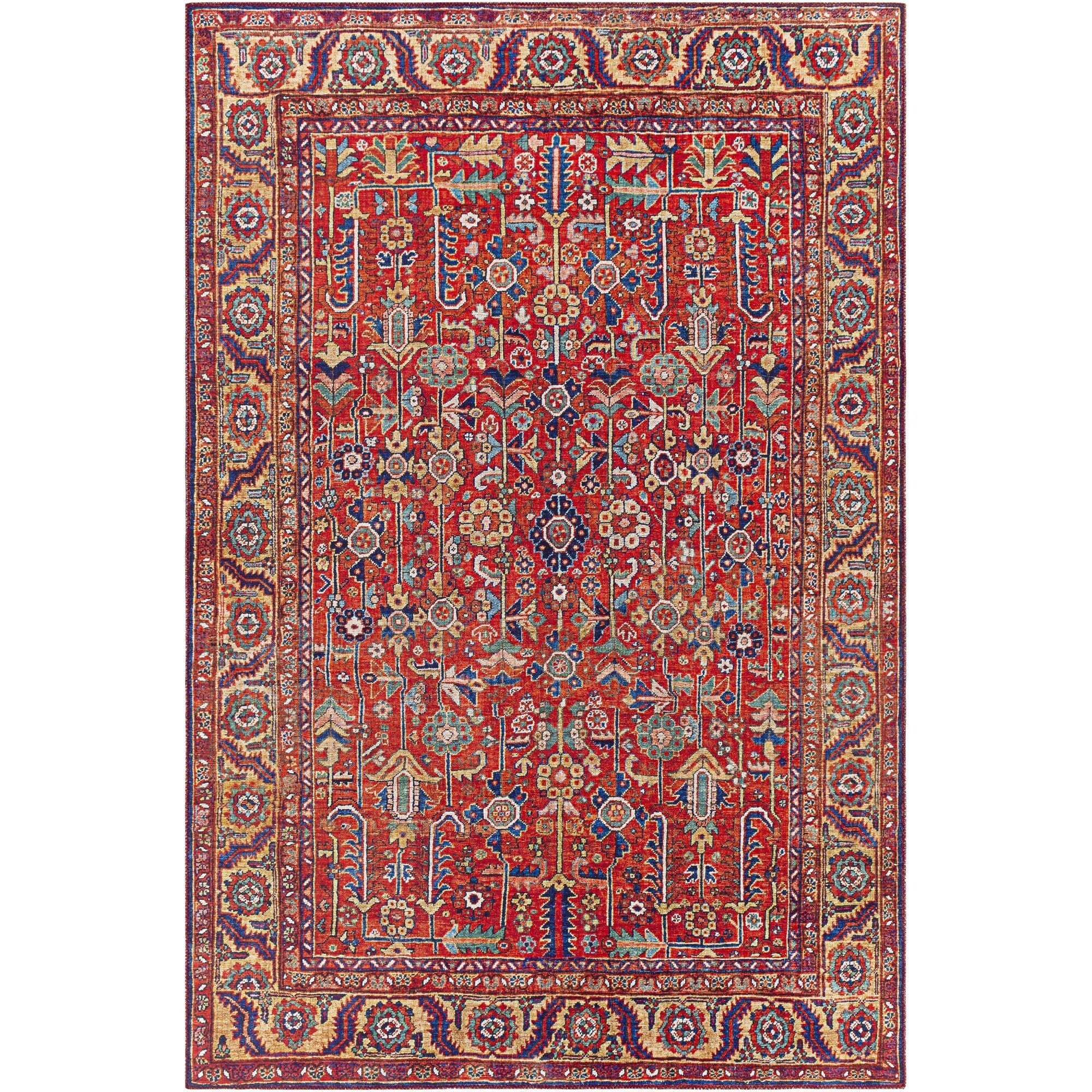 Tapis Livabliss Iris à motif floral et botanique traditionnel revisité