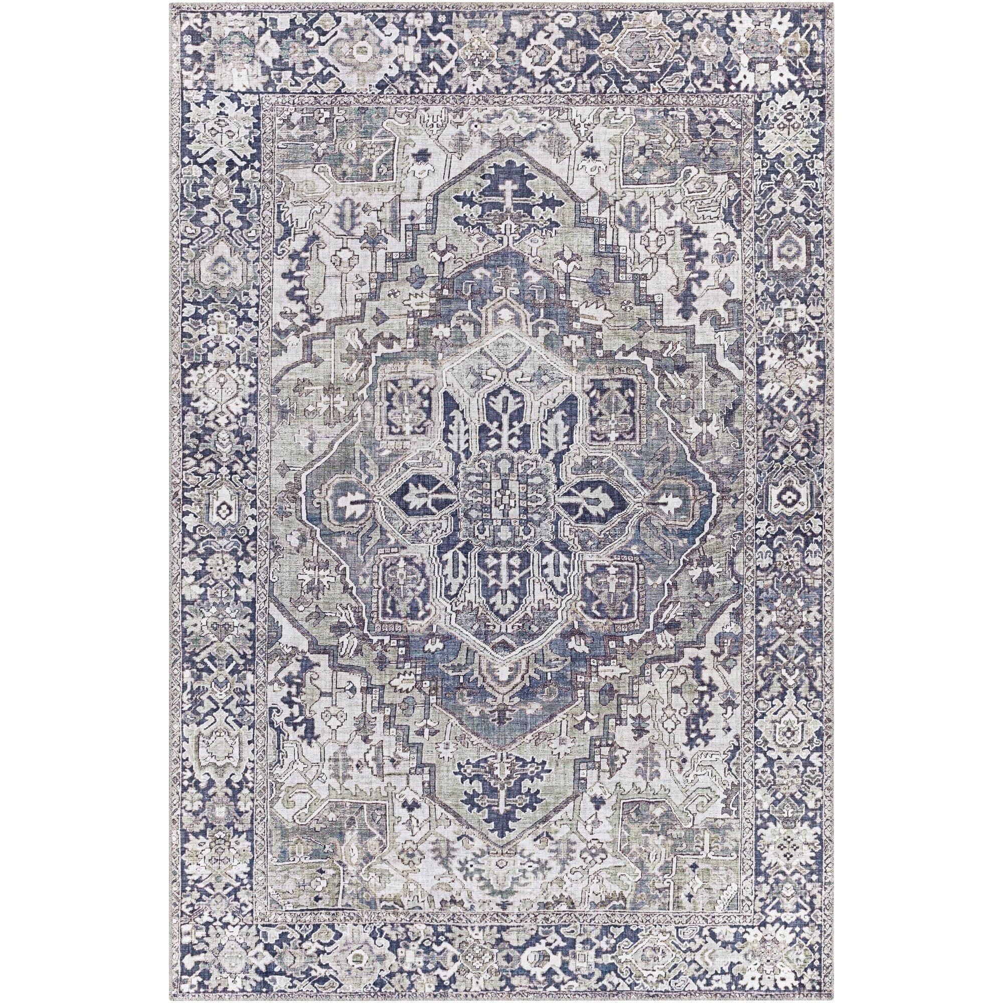 Tapis de sol Livabliss Iris à médaillon traditionnel revisité
