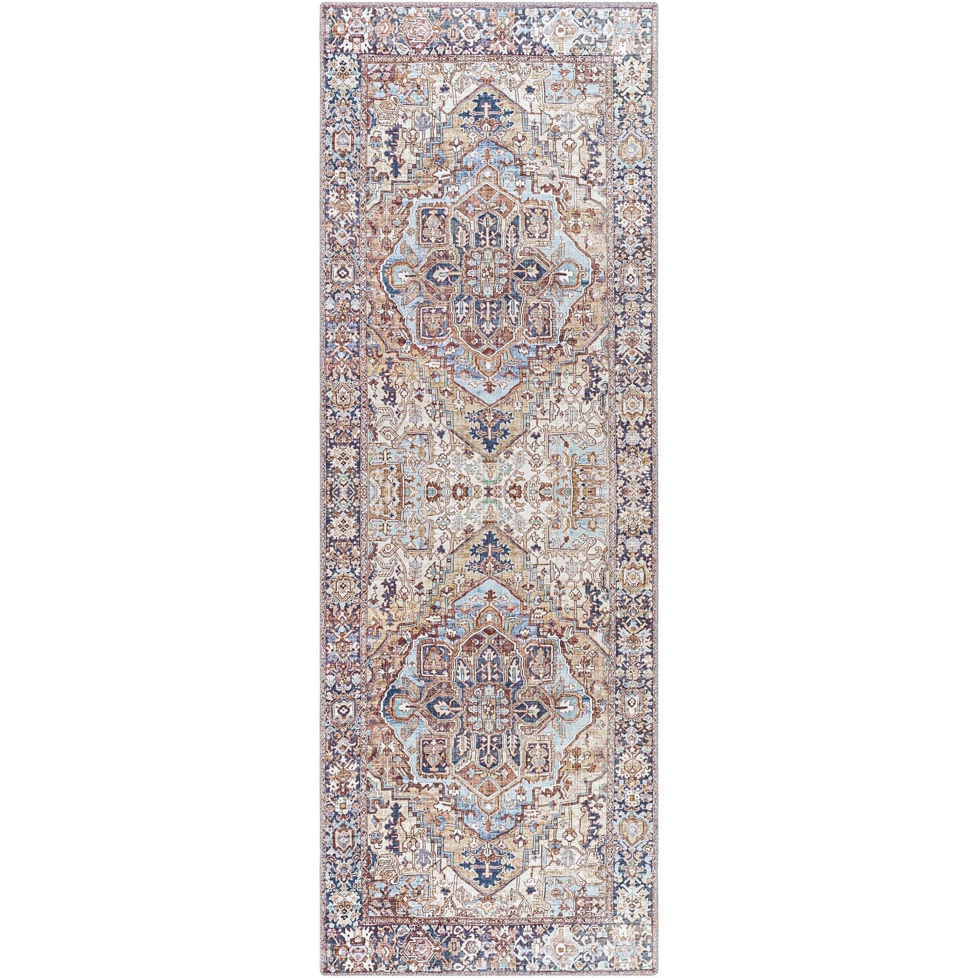 Tapis de sol Livabliss Iris à médaillon traditionnel revisité