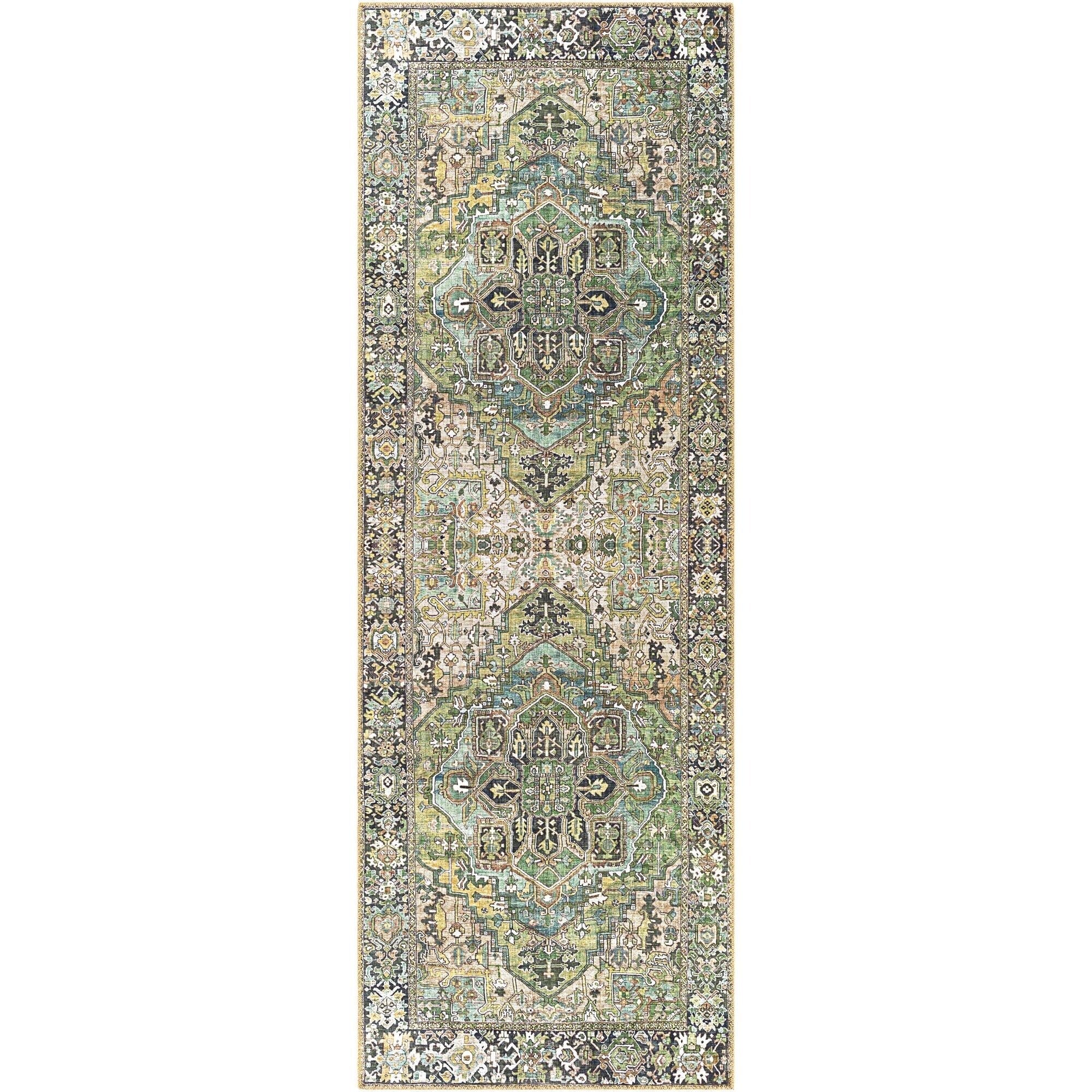 Tapis de sol Livabliss Iris à médaillon traditionnel revisité